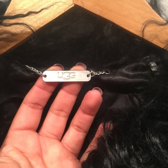 UGG Women's Abbey Black Mongolian Shearling Vest with Leather Tie - Picture 5 of 9